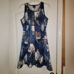 Wesc Abstract Blue and White Mini Dress